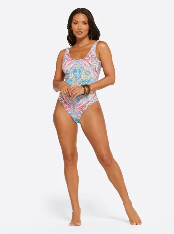 Carnival in Rio Reversible One Piece in Cool Multi sold by Jessica Simpson