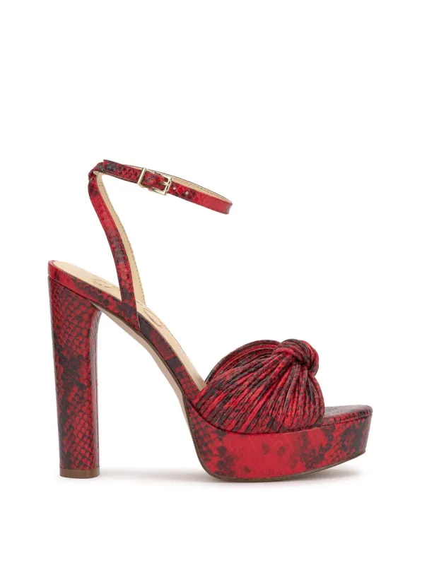 Immie Platform Sandal in Red Snake sold by Jessica Simpson