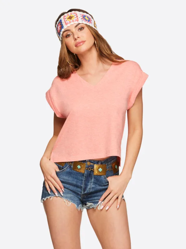 Hester Crop Tee in Shell Pink sold by Jessica Simpson