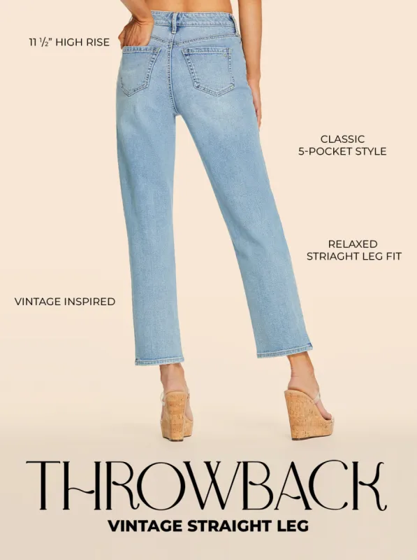 Throwback Straight Jeans in Feel the Love sold by Jessica Simpson