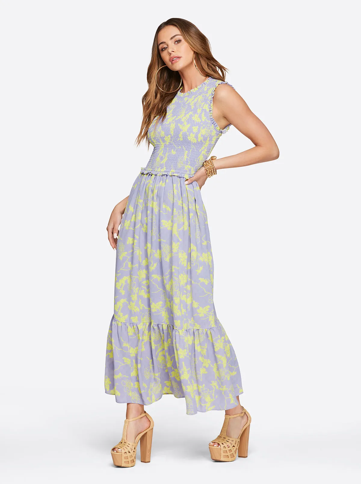 Mira Tiered Ruffle Maxi Dress in Hidden Lotus sold by Jessica Simpson product image thumbnail 2