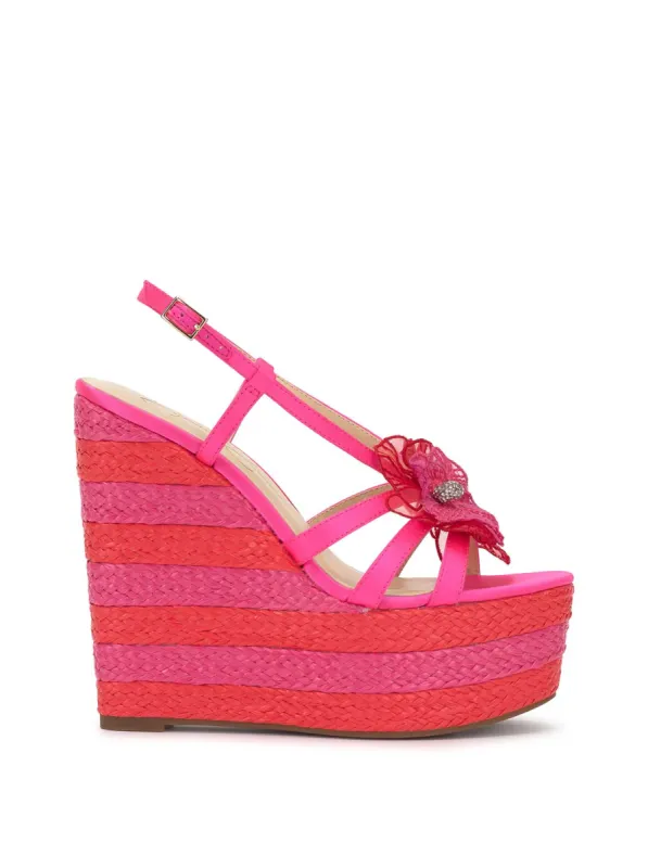 Visela Flower Wedge Sandal in Flamingo Pink sold by Jessica Simpson