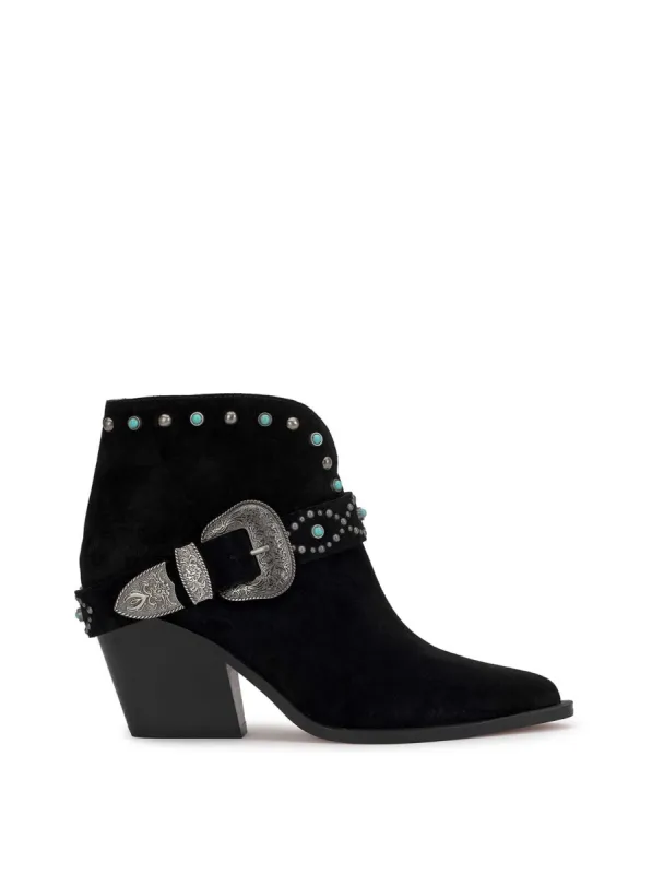Pivvy Western Buckle Bootie in Black sold by Jessica Simpson