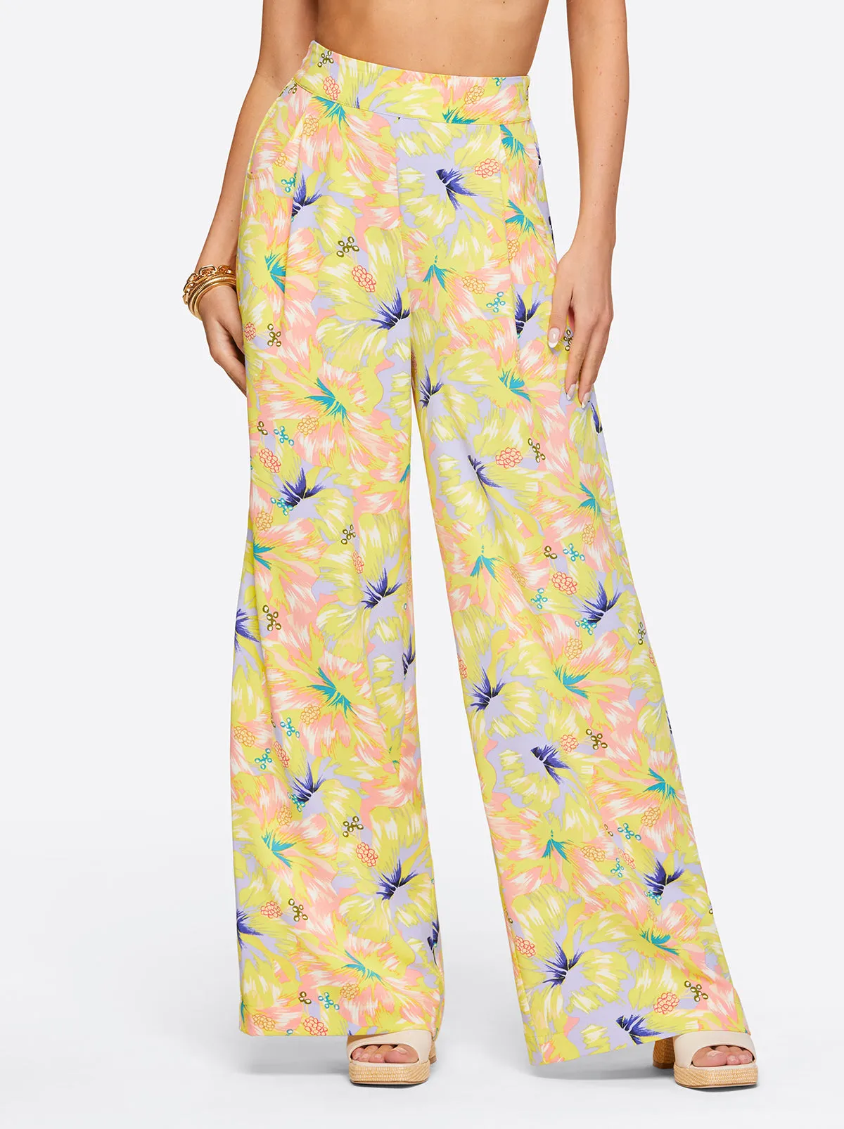 Winnie Wide Leg Pants in Candy Hibiscus sold by Jessica Simpson