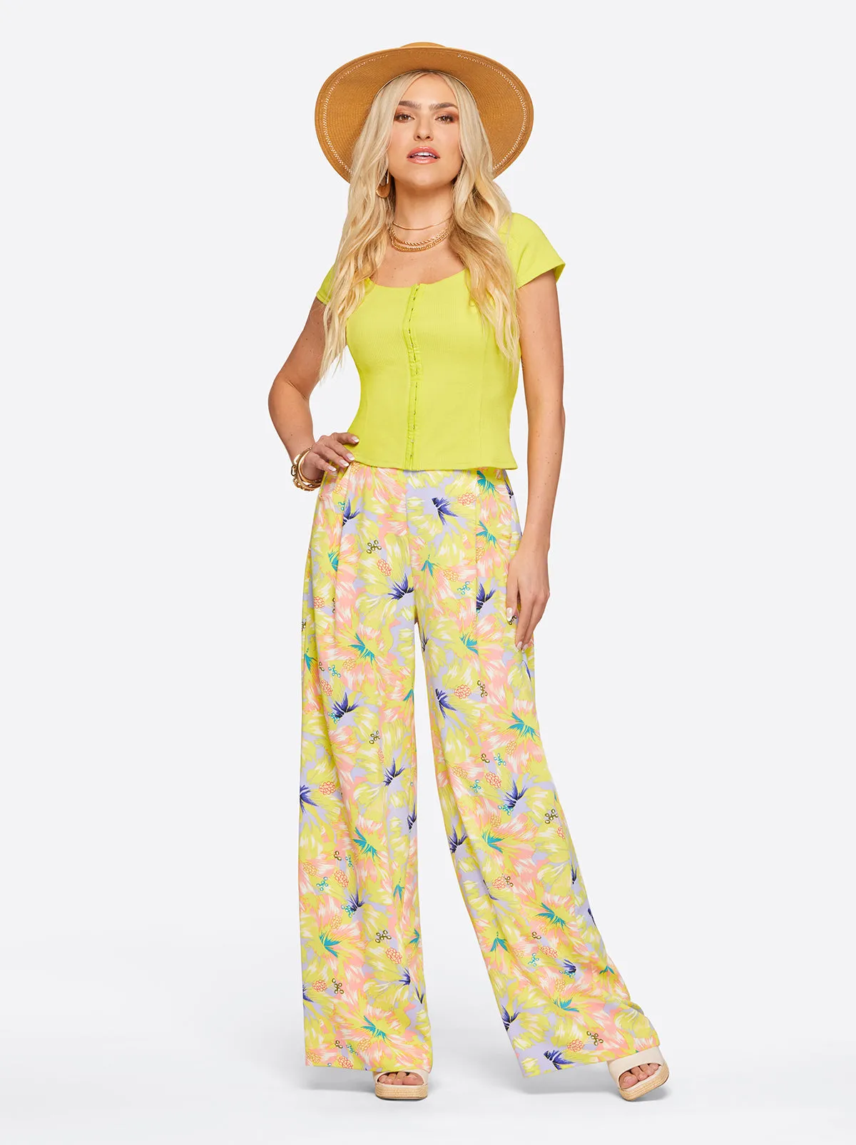 Winnie Wide Leg Pants in Candy Hibiscus sold by Jessica Simpson product image thumbnail 4