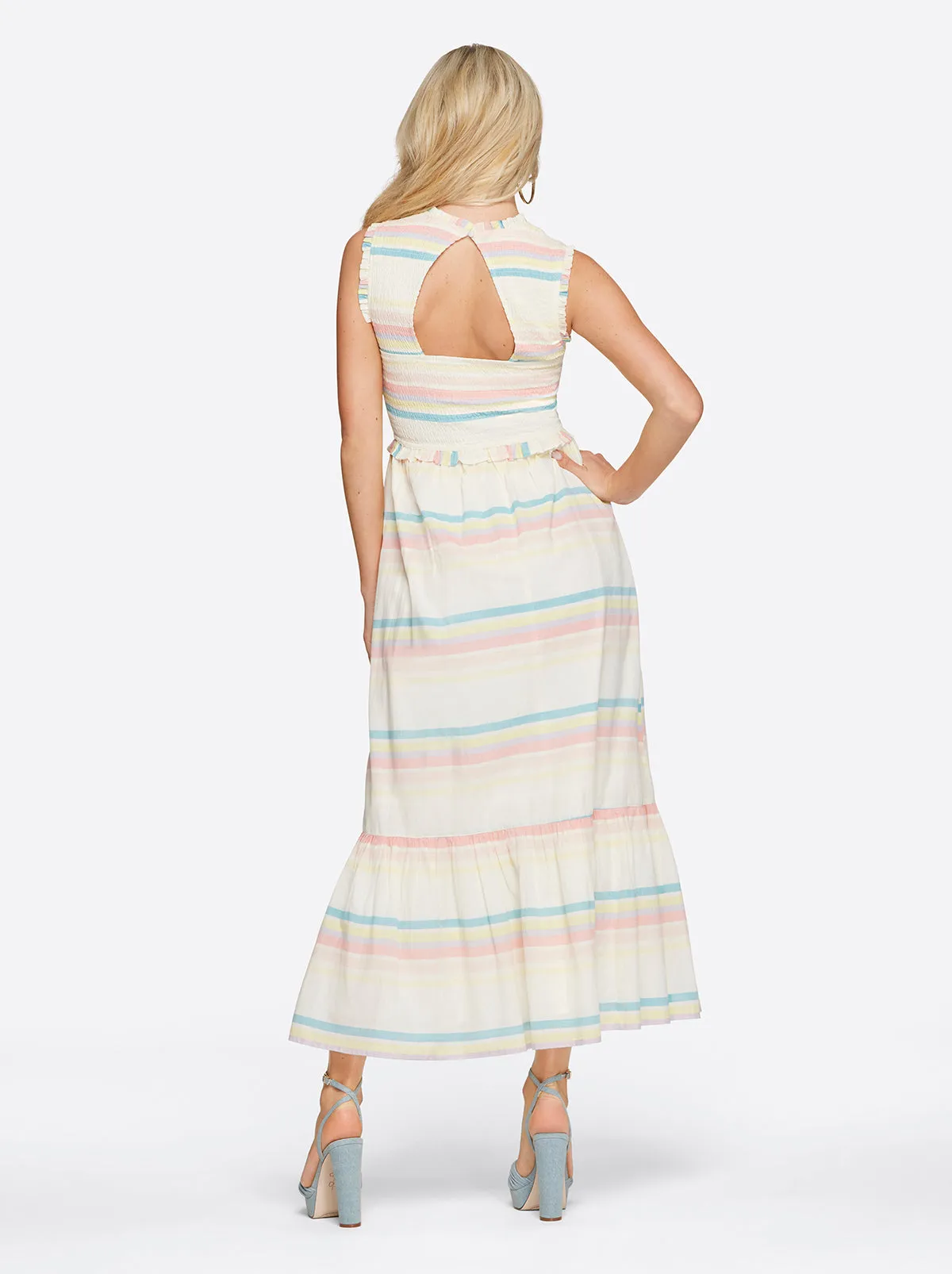 Mira Tiered Ruffle Maxi Dress in Gardenia-Spectrum Stripe sold by Jessica Simpson product image thumbnail 4