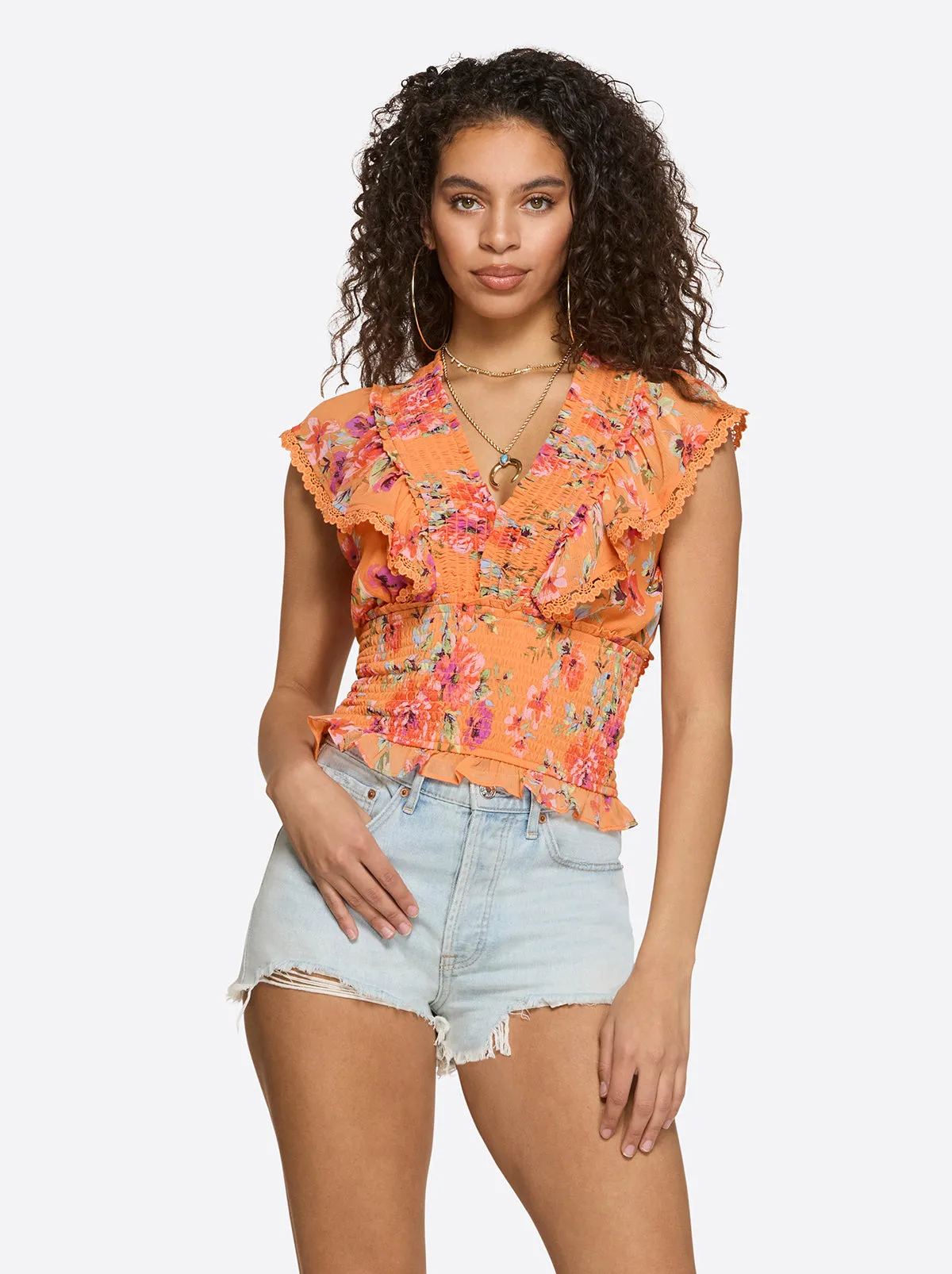 Lilianna Top in Watercolor Roses sold by Jessica Simpson