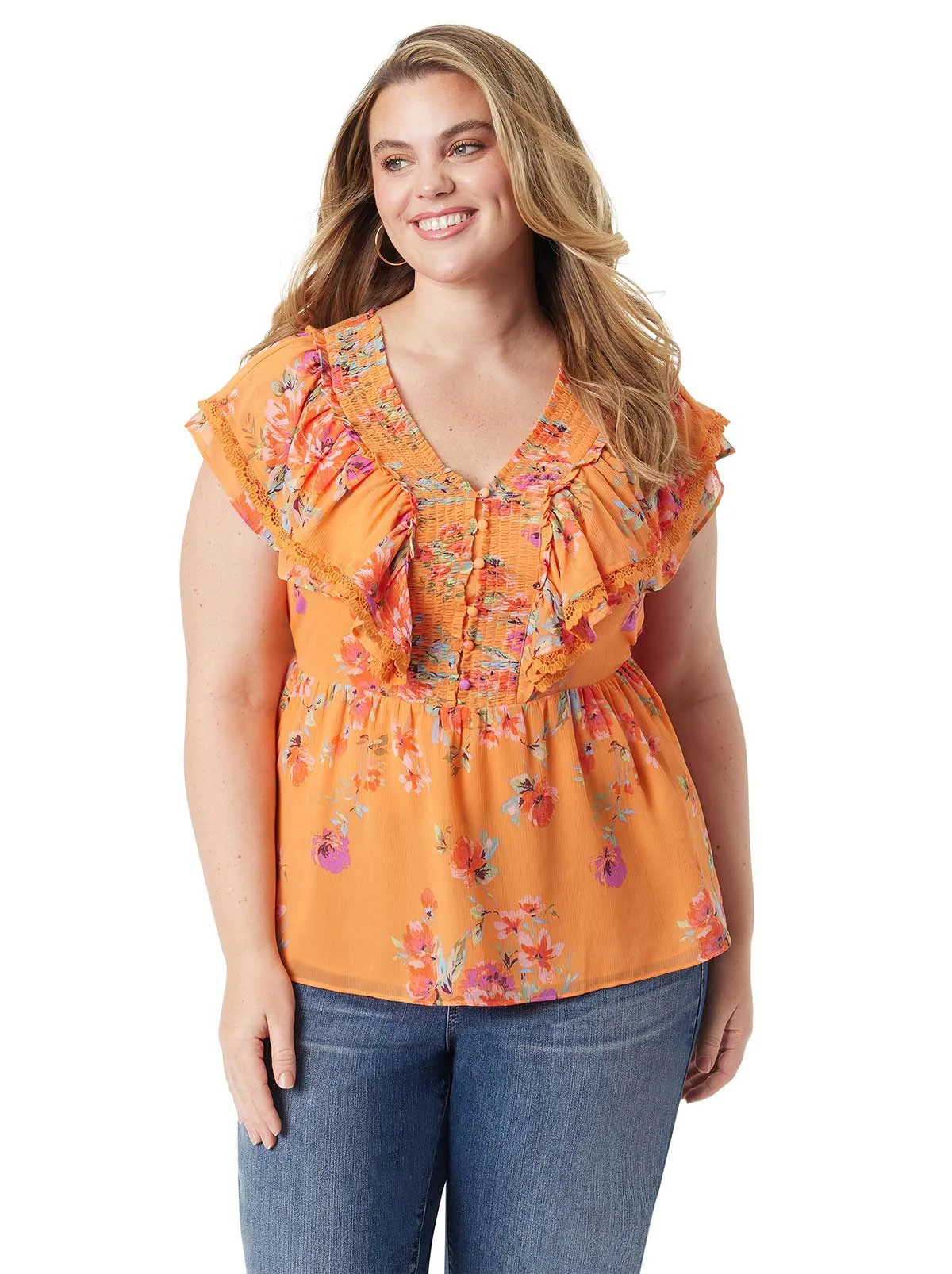 Nori Top in Watercolor Roses sold by Jessica Simpson