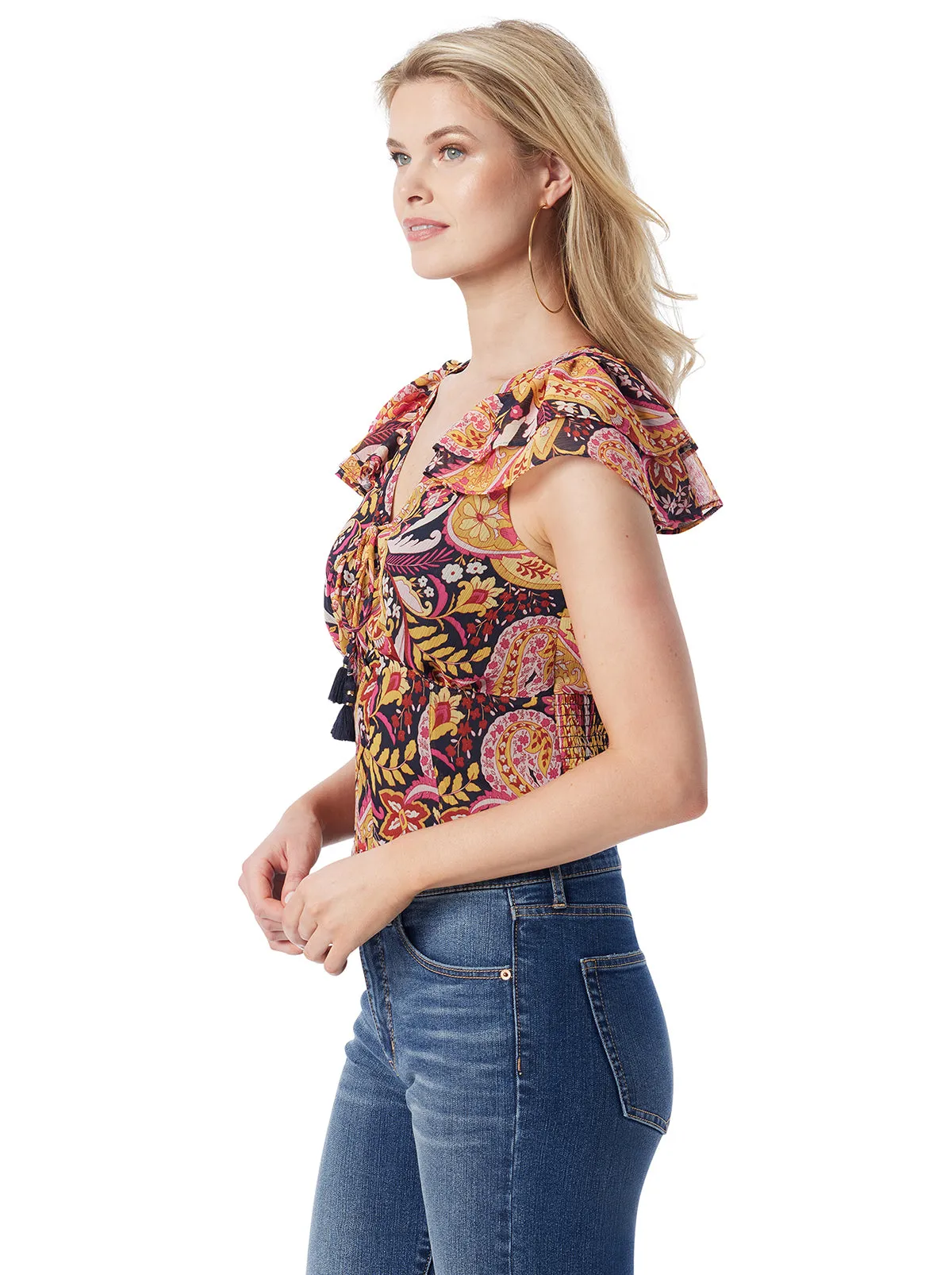 Dixie Cropped Blouse in Paisley World sold by Jessica Simpson product image thumbnail 3