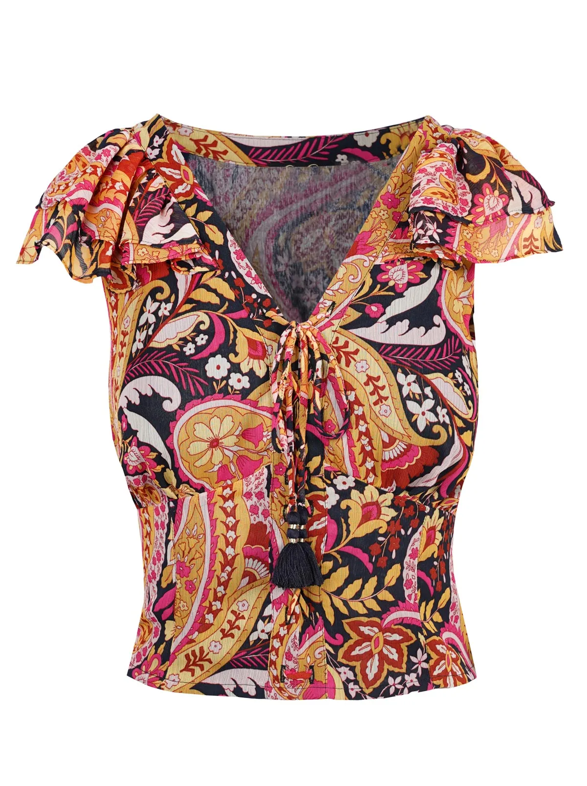 Dixie Cropped Blouse in Paisley World sold by Jessica Simpson product image thumbnail 2