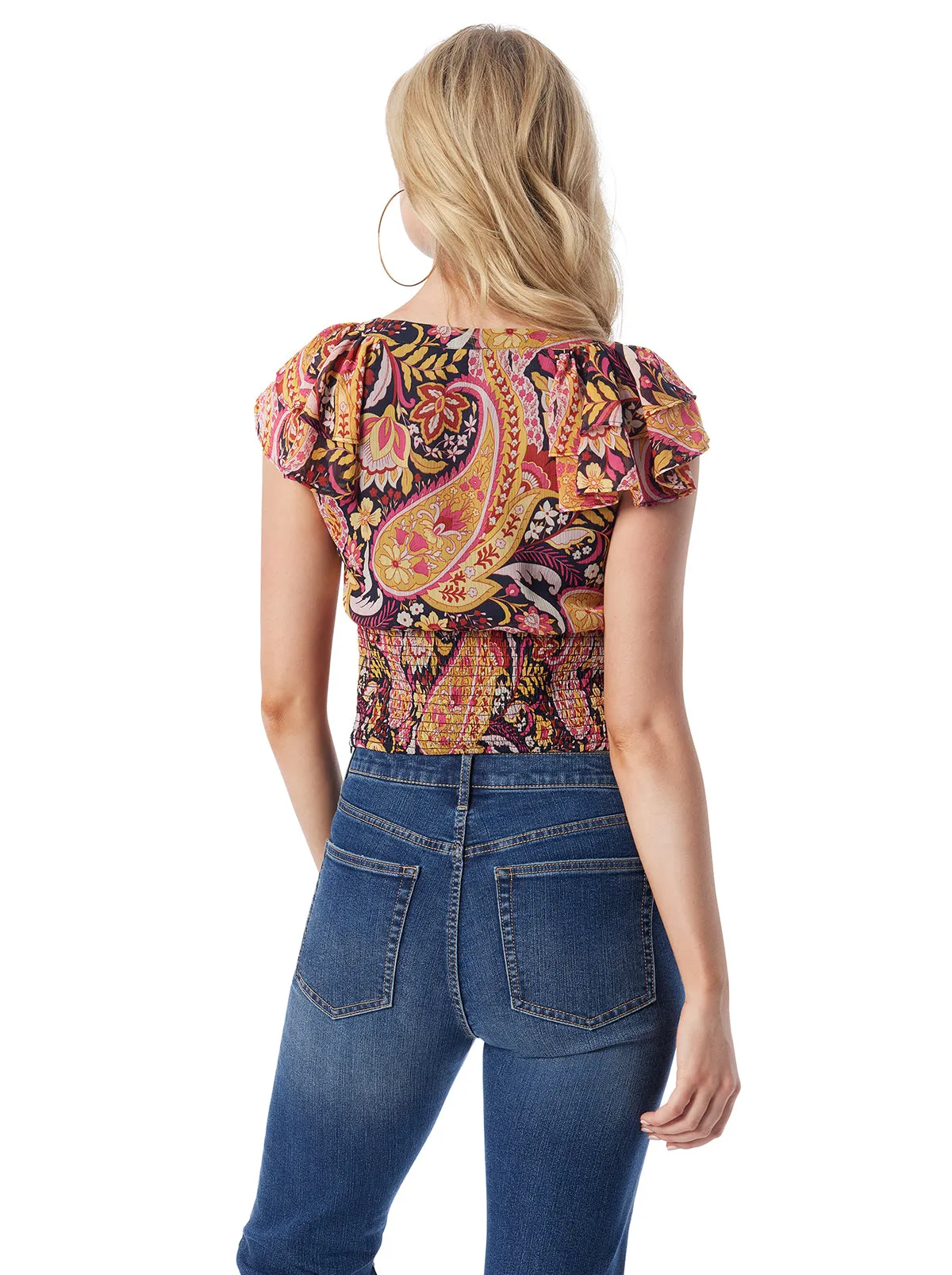 Dixie Cropped Blouse in Paisley World sold by Jessica Simpson product image thumbnail 4