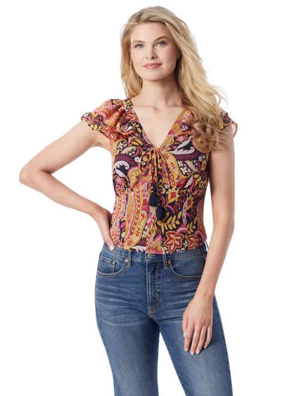 Dixie Cropped Blouse in Paisley World sold by Jessica Simpson