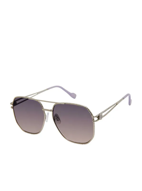 Roped Metal Geometric Aviator Sunglasses in Silver sold by Jessica Simpson