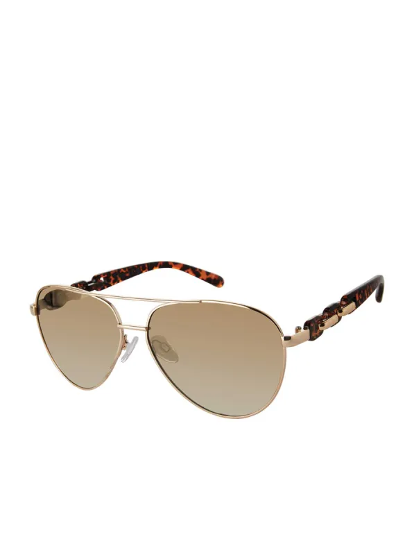 Metal Aviator Pilot Sunglasses in Gold & Leopard sold by Jessica Simpson