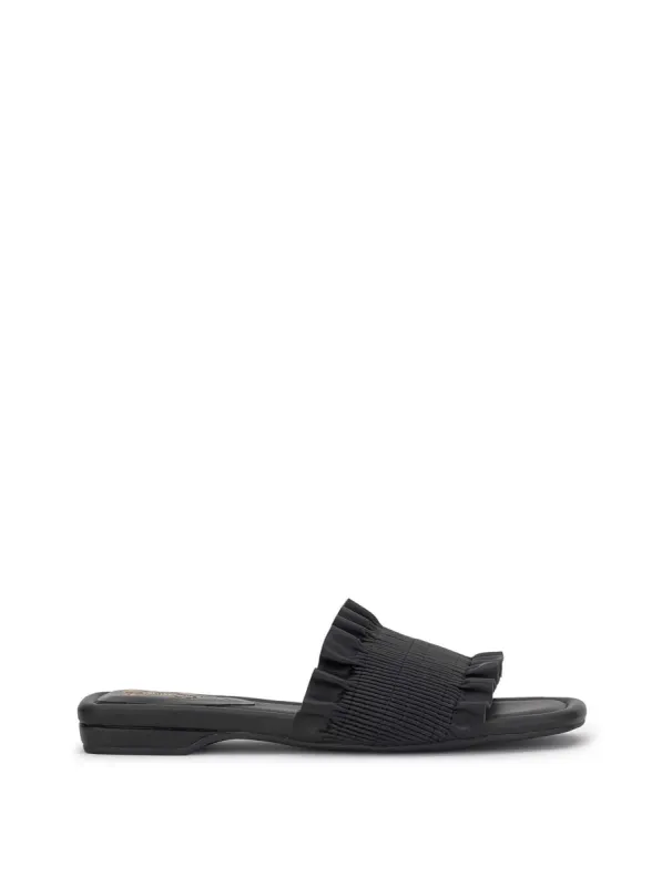 Camessa Smocked Sandal in Black sold by Jessica Simpson