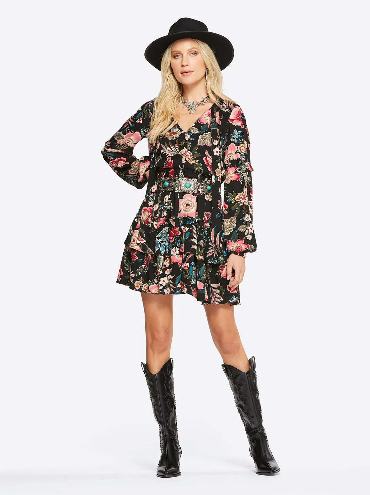 Reina Dress in Arcadian Blooms sold by Jessica Simpson