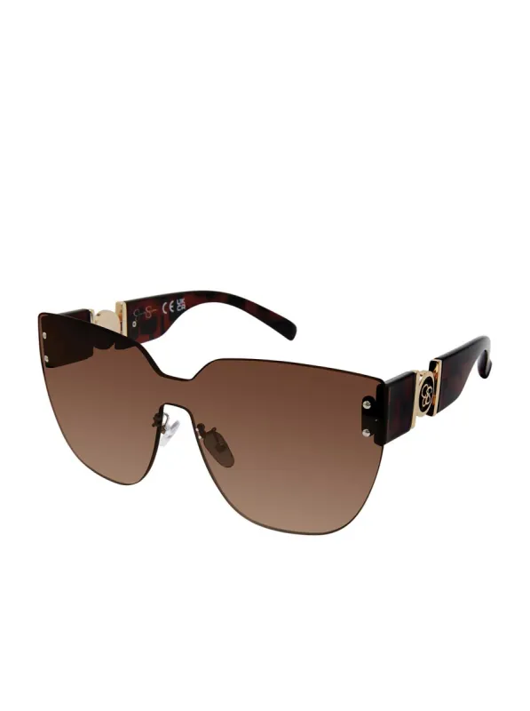 Rimless Cat Eye Shield Sunglasses in Tortoise sold by Jessica Simpson