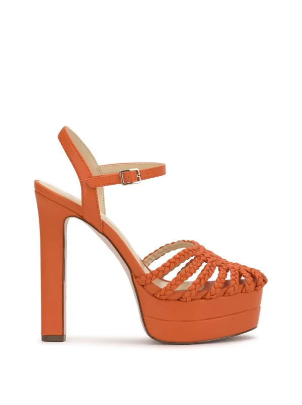 Inaia Braided Platform Sandal in Tangerine sold by Jessica Simpson