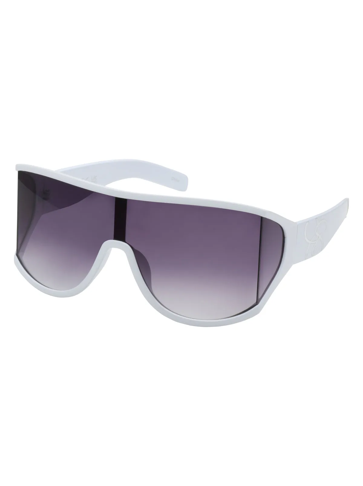 Oversized Square Wrap Shield Sunglasses in White sold by Jessica Simpson