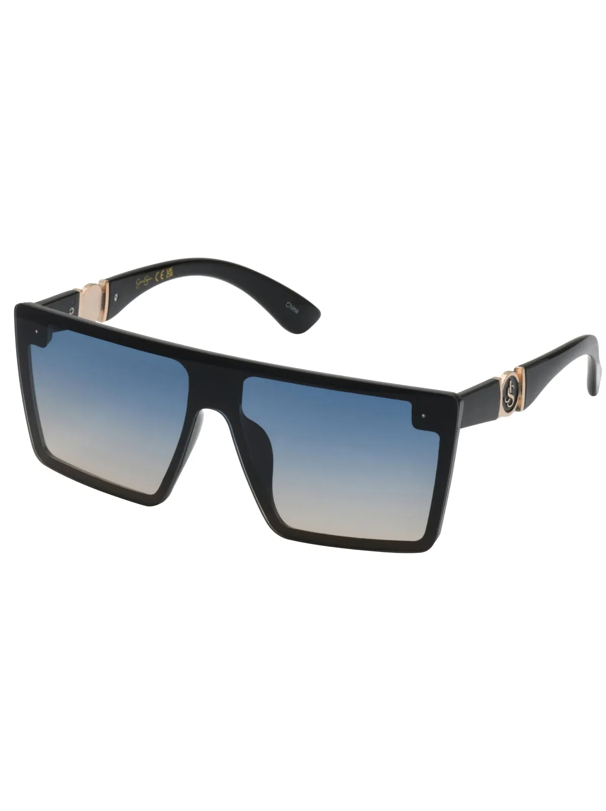 Oversized Square Shield Sunglasses in Black sold by Jessica Simpson