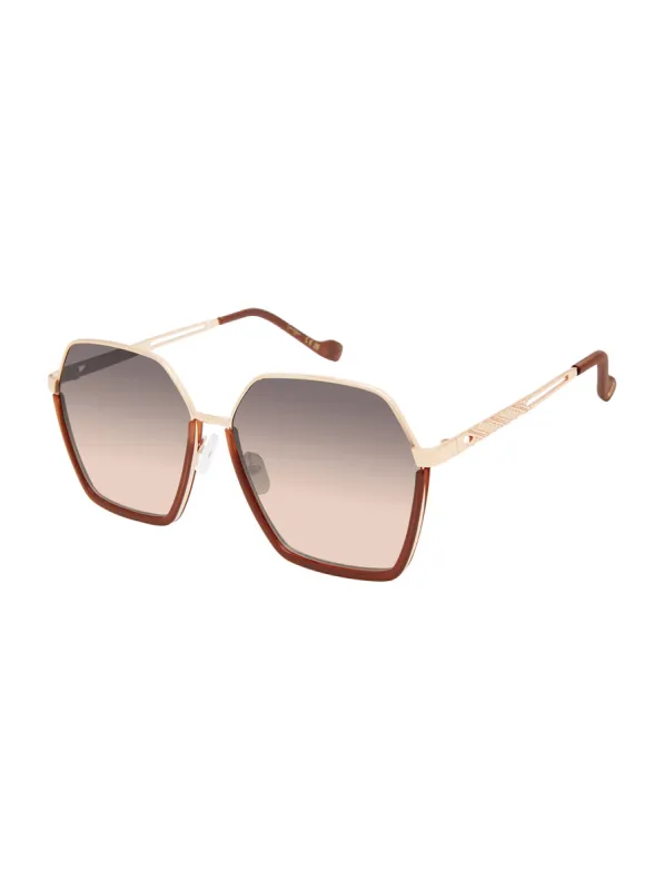 Geometric Metal Sunglasses in Gold sold by Jessica Simpson
