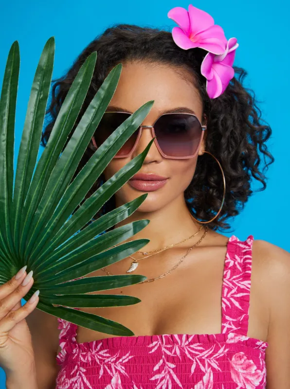 Geometric Metal Sunglasses in Rose Gold sold by Jessica Simpson