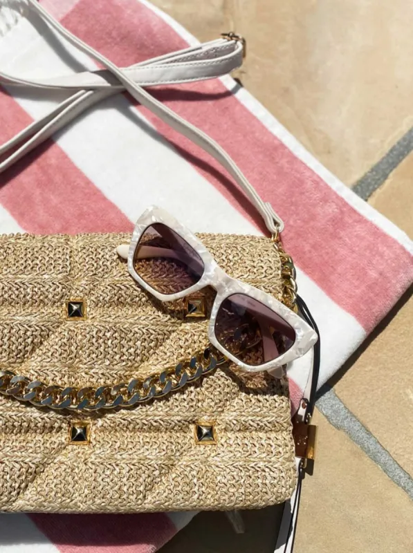 Vintage Cat Eye Sunglasses in Cream Marble made by Jessica Simpson