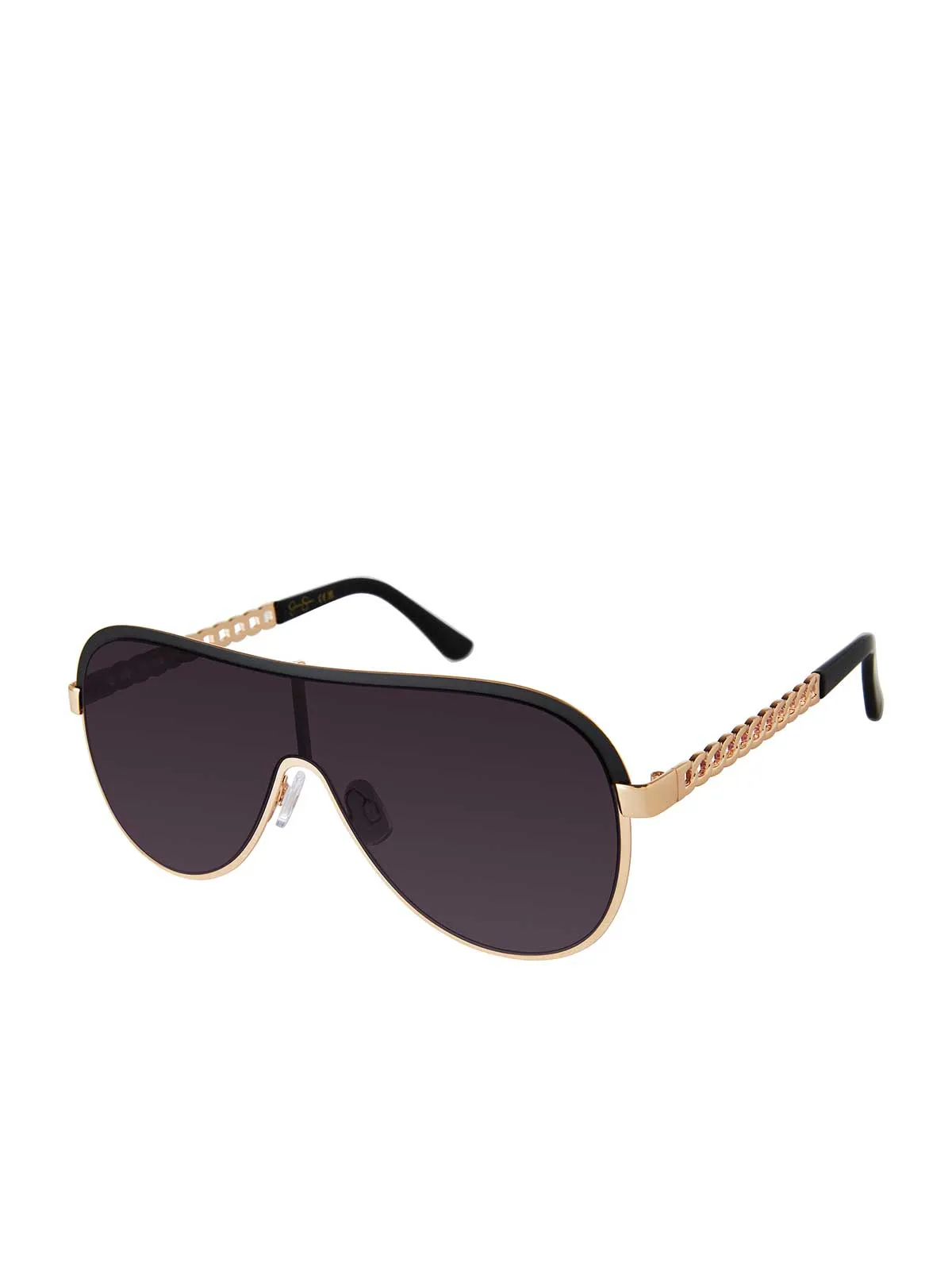 Metal Shield Aviator Pilot Sunglasses in Gold & Black sold by Jessica Simpson