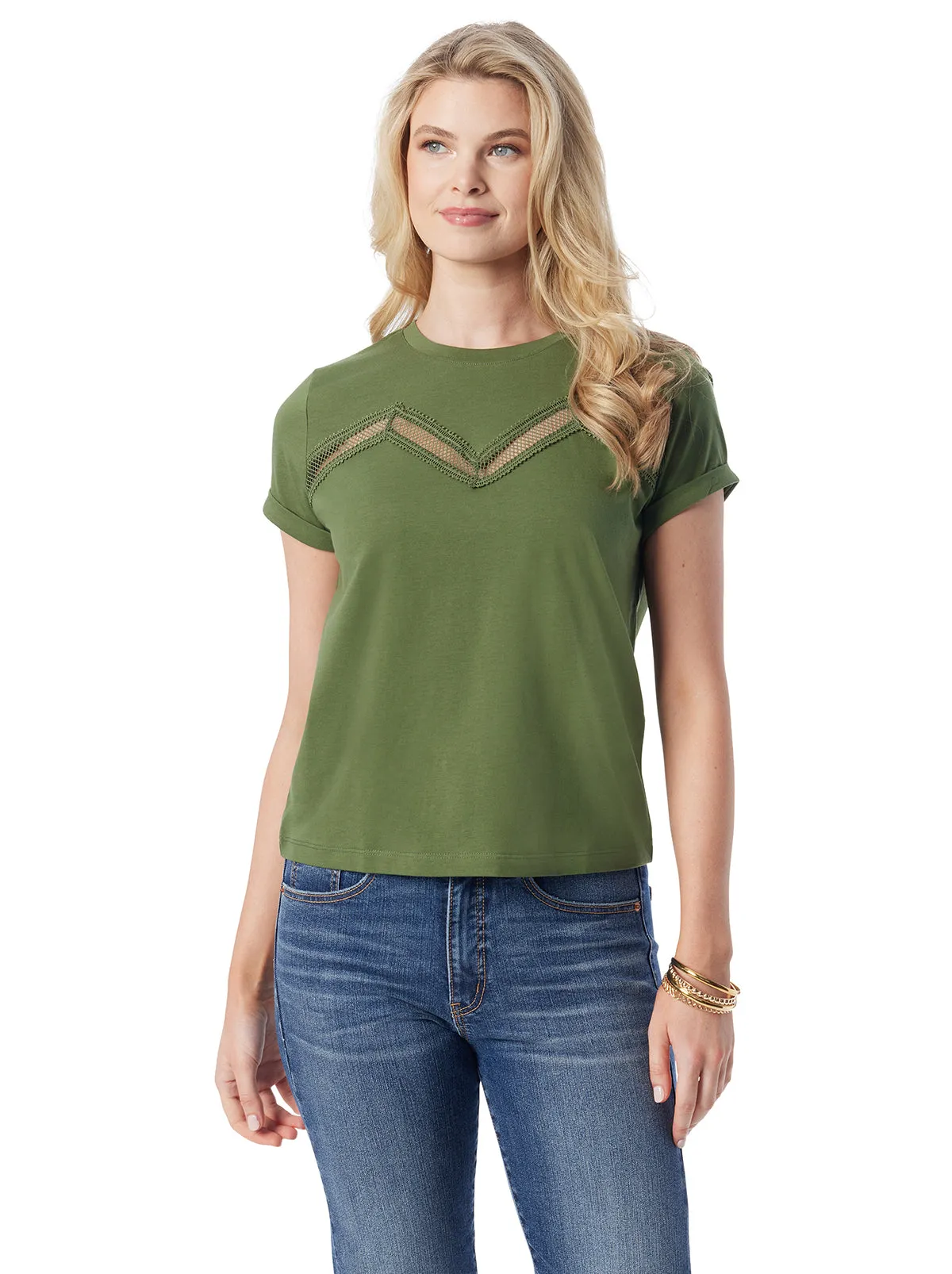 Valeriya Tee in Bronze Green sold by Jessica Simpson