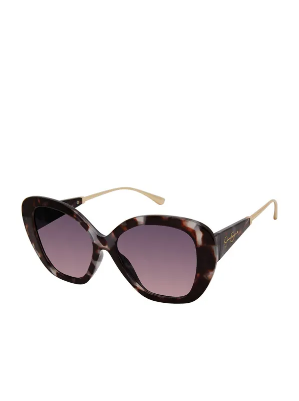 Vintage Oversized Cat Eye Metal Temple Sunglasses in Olive Tortoise sold by Jessica Simpson
