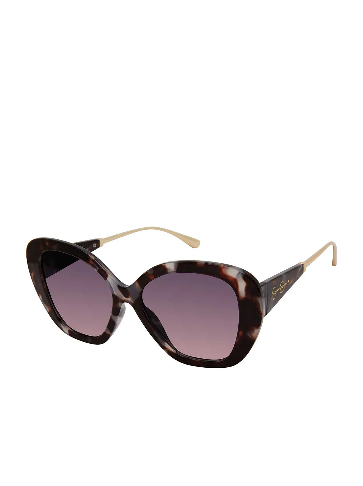 Vintage Oversized Cat Eye Metal Temple Sunglasses in Olive Tortoise sold by Jessica Simpson