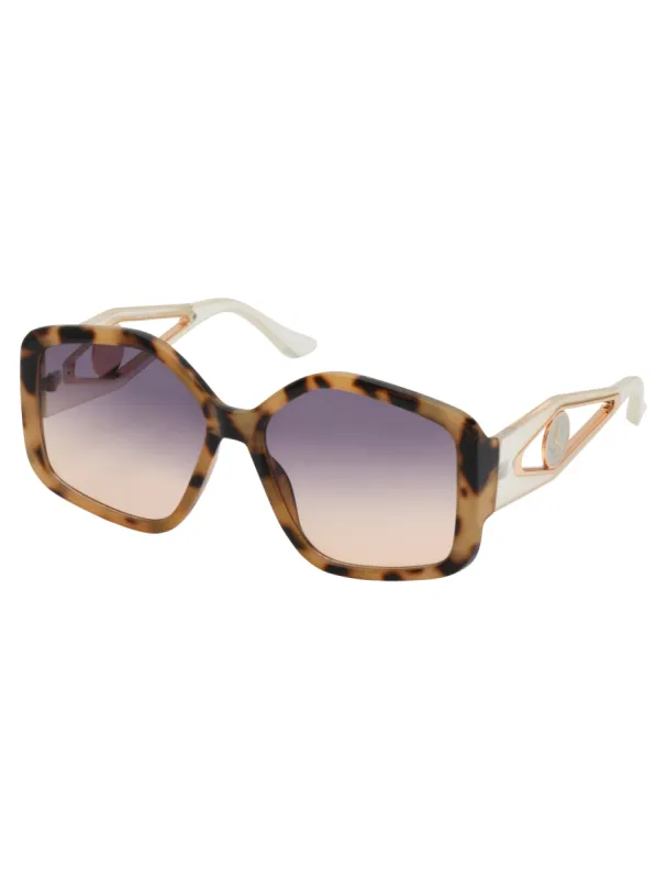 Oversized Geometric Sunglasses in Tortoise & Cream sold by Jessica Simpson