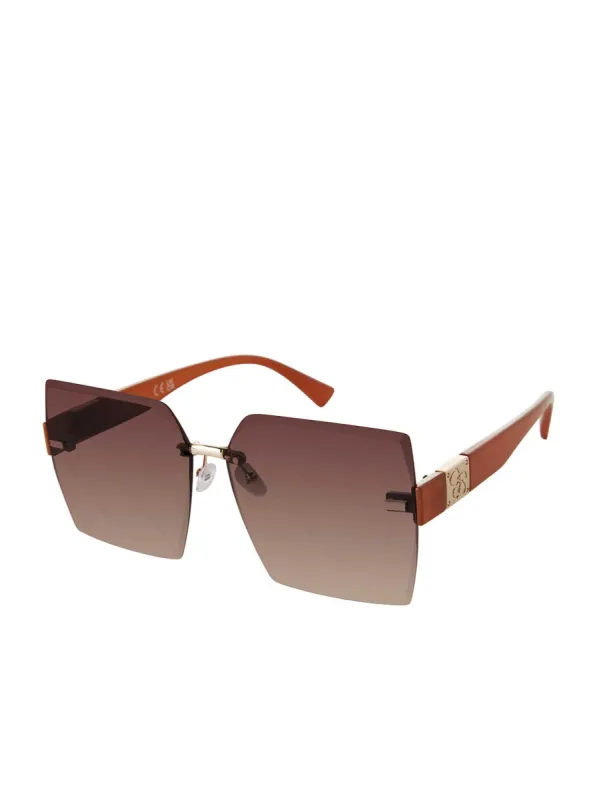 Oversized Rimless Square Sunglasses in Gradient Brown sold by Jessica Simpson