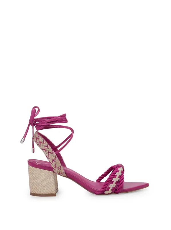 Prim Woven Block Heel Sandal in Pink sold by Jessica Simpson