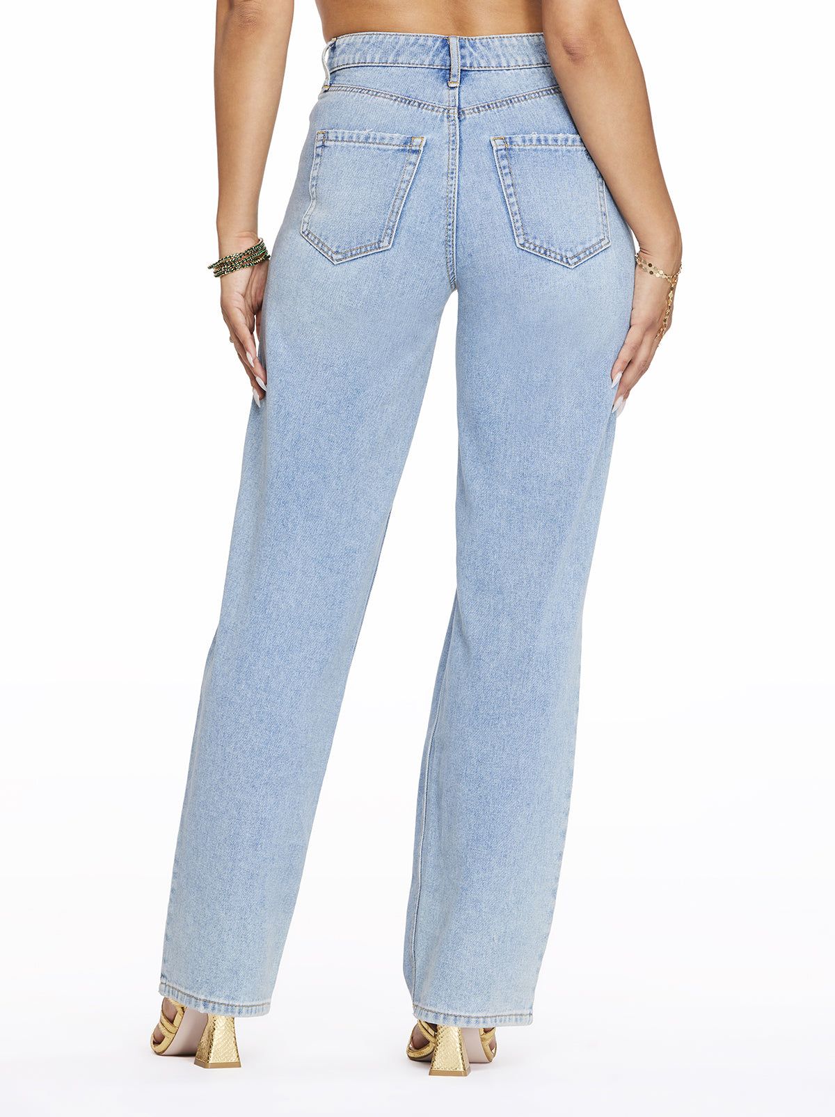 Relaxed Wide Straight Jeans in Soulmate sold by Jessica Simpson product image thumbnail 5