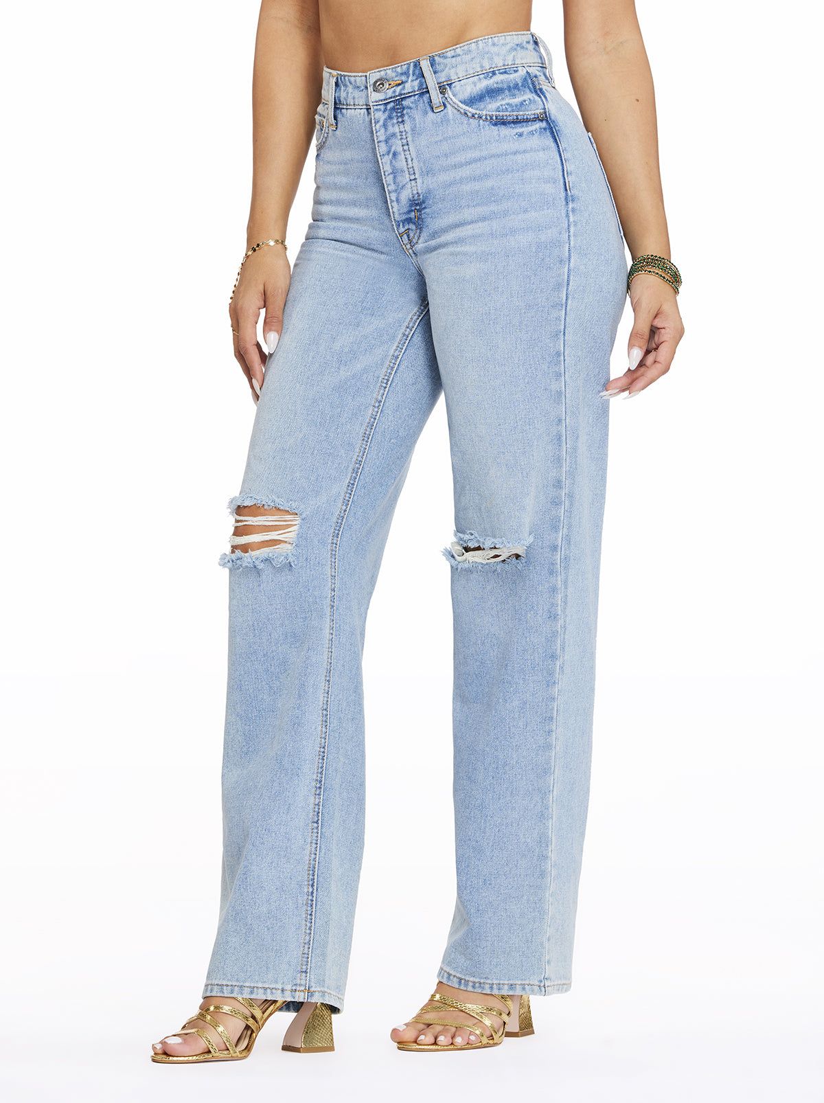 Relaxed Wide Straight Jeans in Soulmate sold by Jessica Simpson product image thumbnail 4