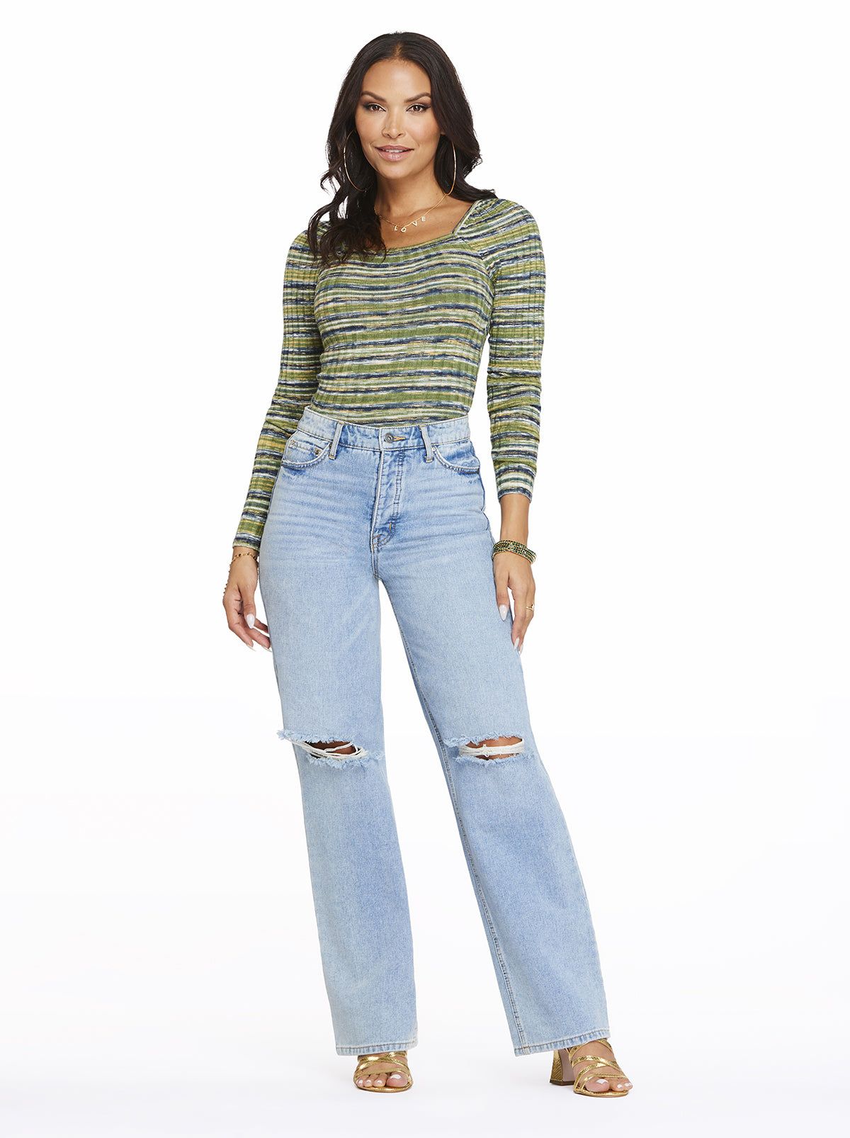 Relaxed Wide Straight Jeans in Soulmate sold by Jessica Simpson product image thumbnail 3