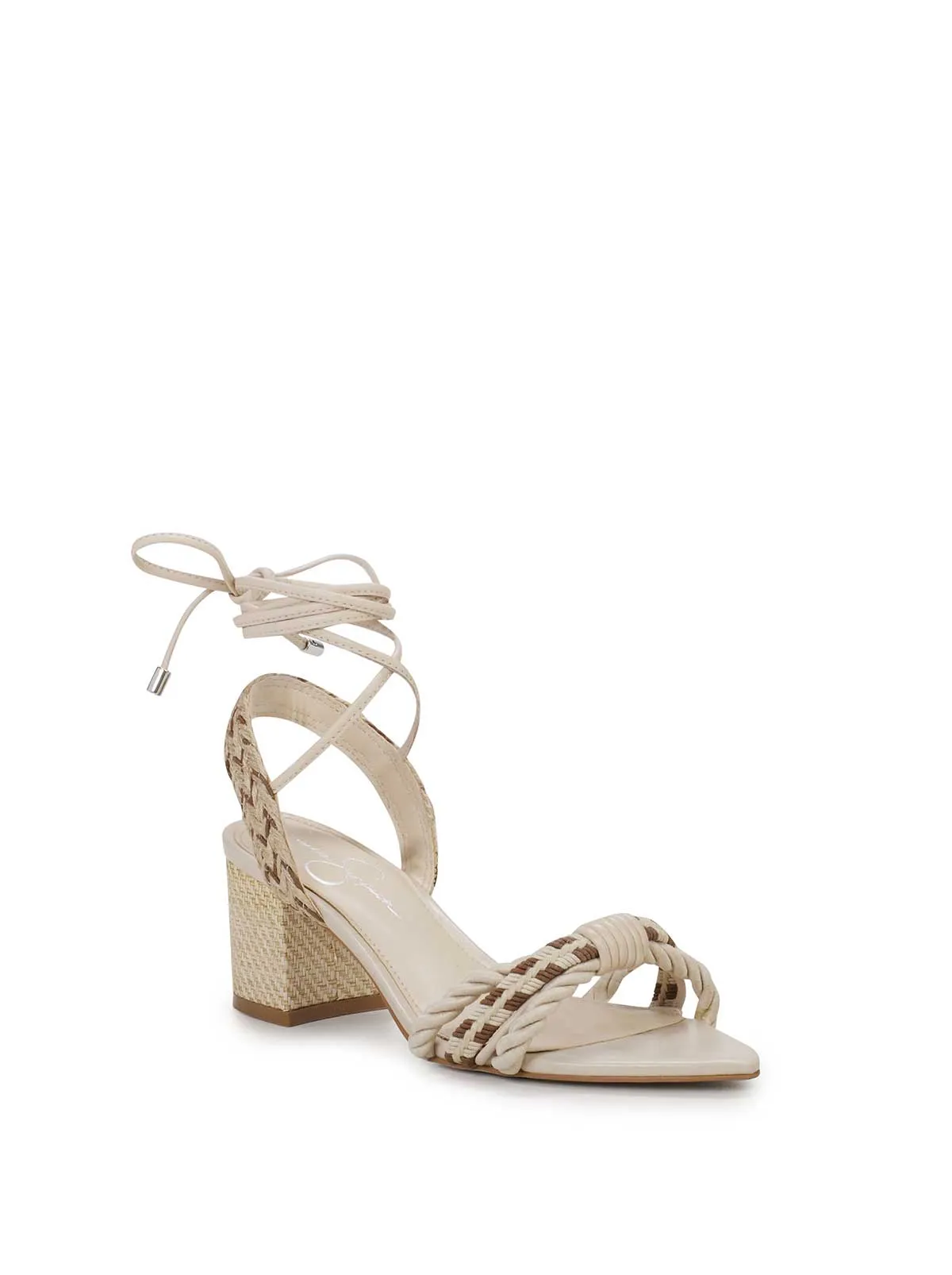 Prim Woven Block Heel Sandal in Cream sold by Jessica Simpson product image thumbnail 4