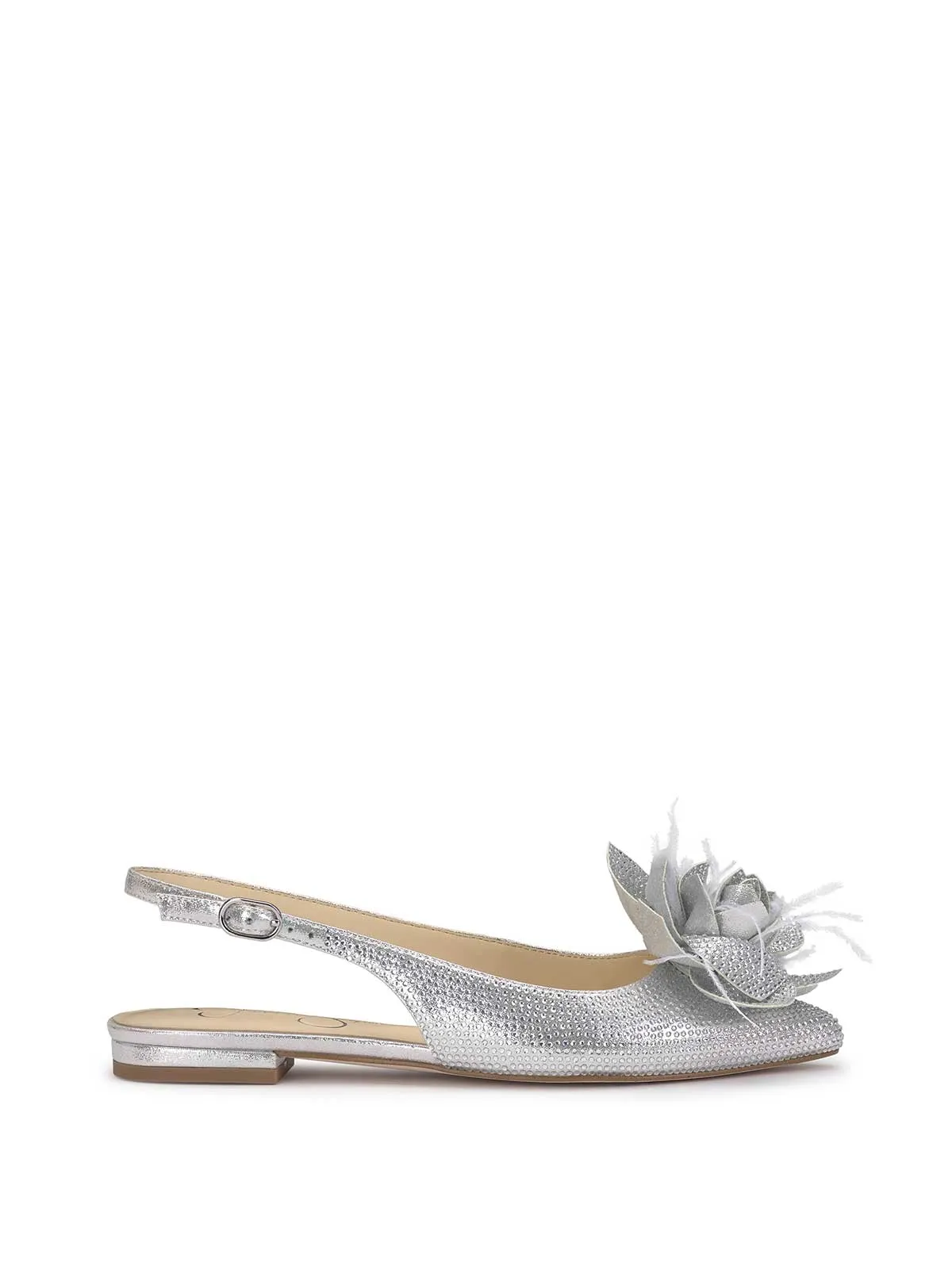Evito Sling Back Ballet Flat in Silver sold by Jessica Simpson