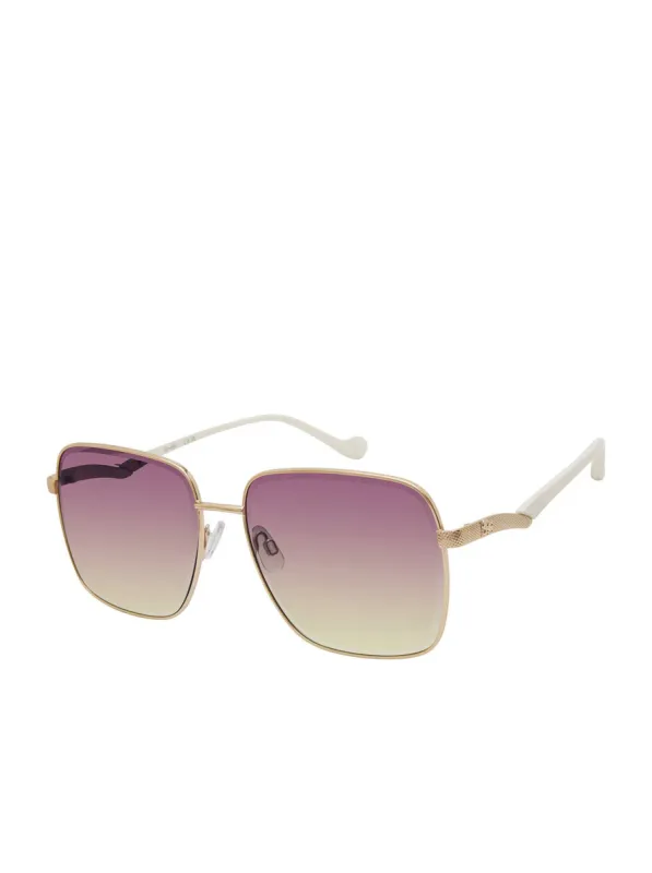 Metal Square Sunglasses in Gold sold by Jessica Simpson