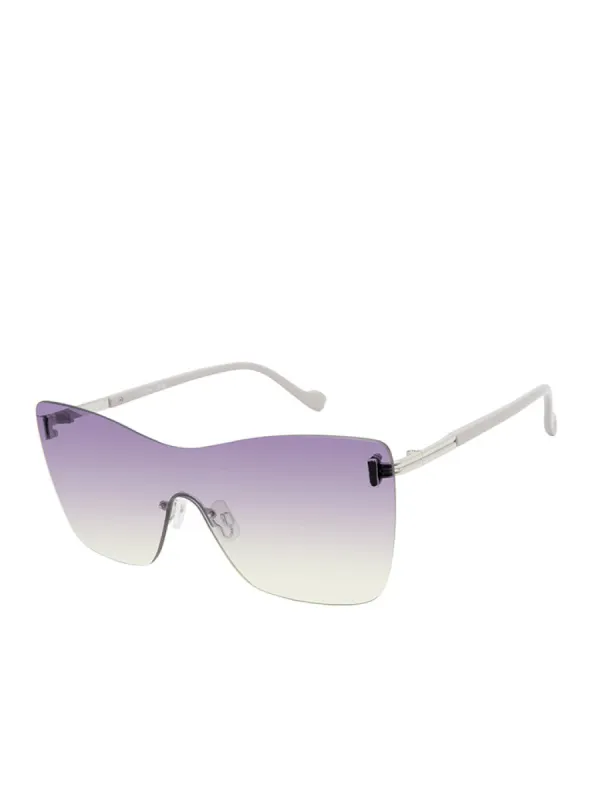 Glamorous Frameless Shield Sunglasses in Silver & Grey sold by Jessica Simpson