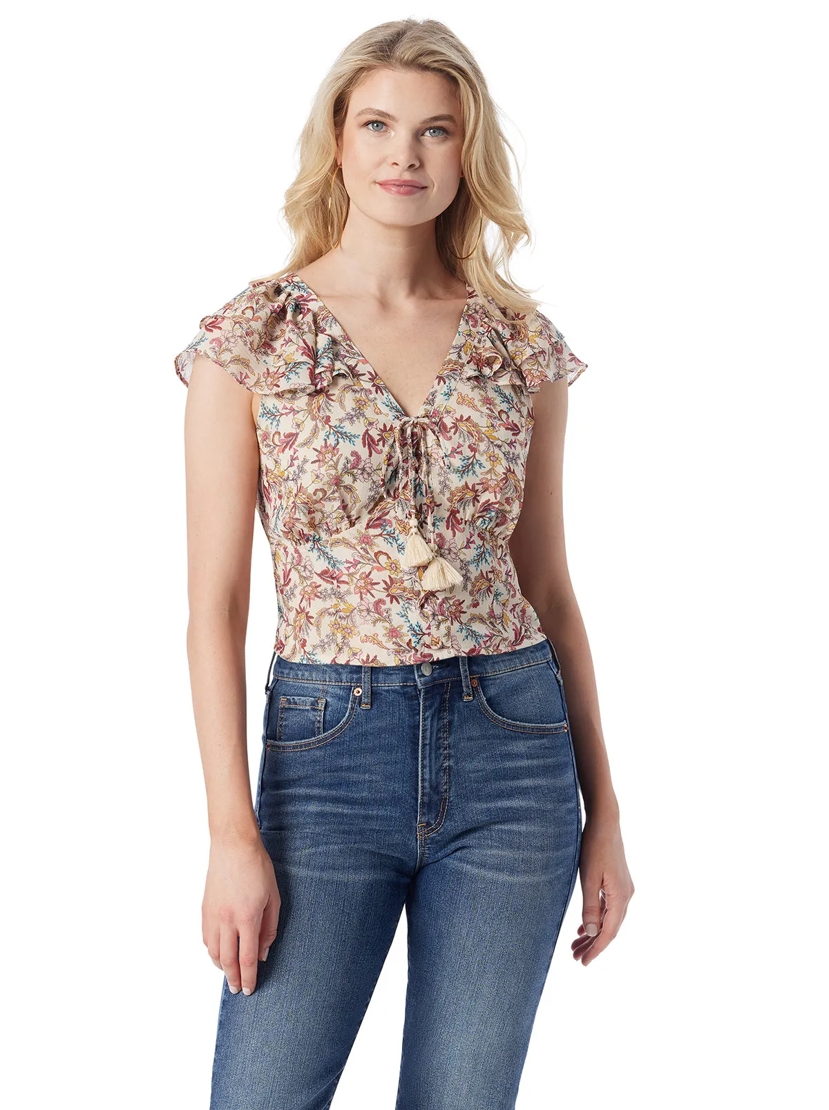 Dixie Cropped Blouse in Cartoon Florals sold by Jessica Simpson product image thumbnail 3