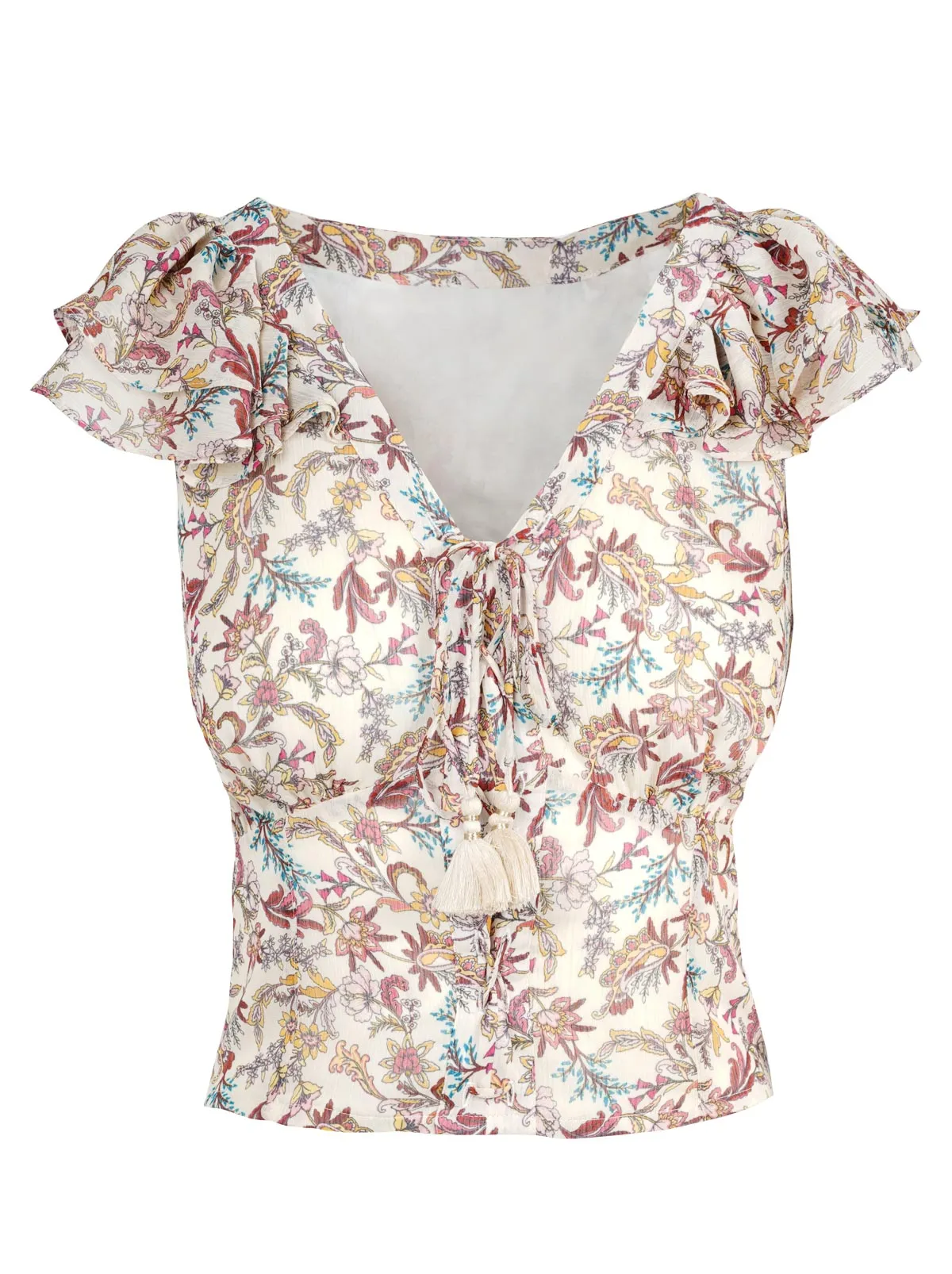 Dixie Cropped Blouse in Cartoon Florals sold by Jessica Simpson product image thumbnail 2