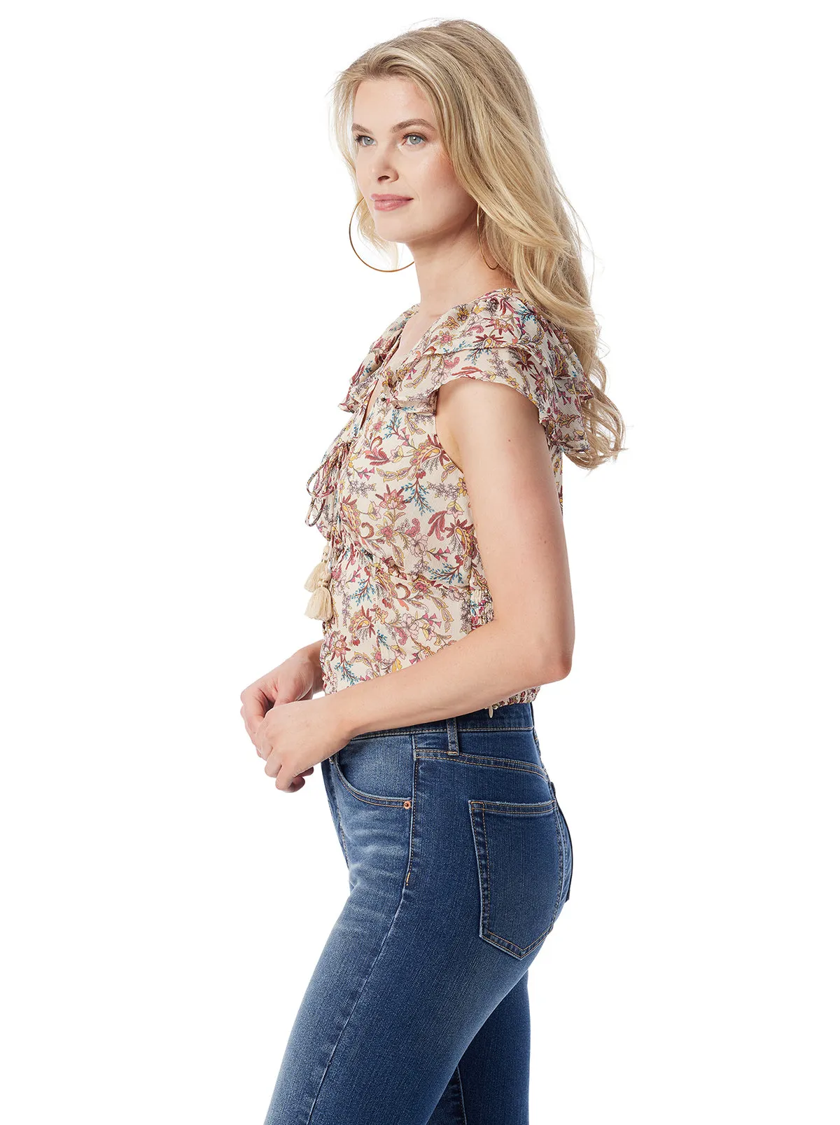 Dixie Cropped Blouse in Cartoon Florals sold by Jessica Simpson product image thumbnail 4