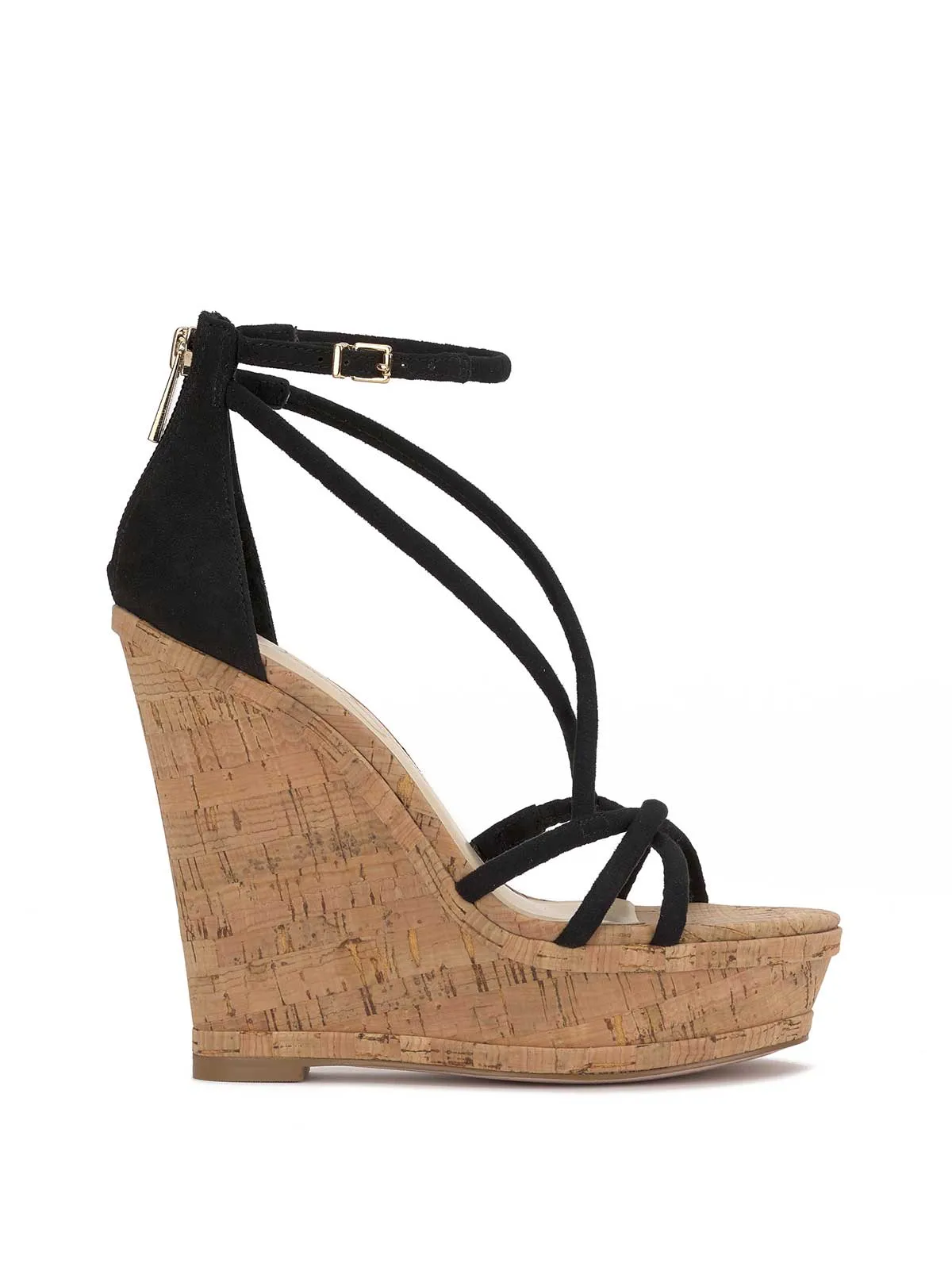 Olype Strappy Wedge Sandal in Black sold by Jessica Simpson