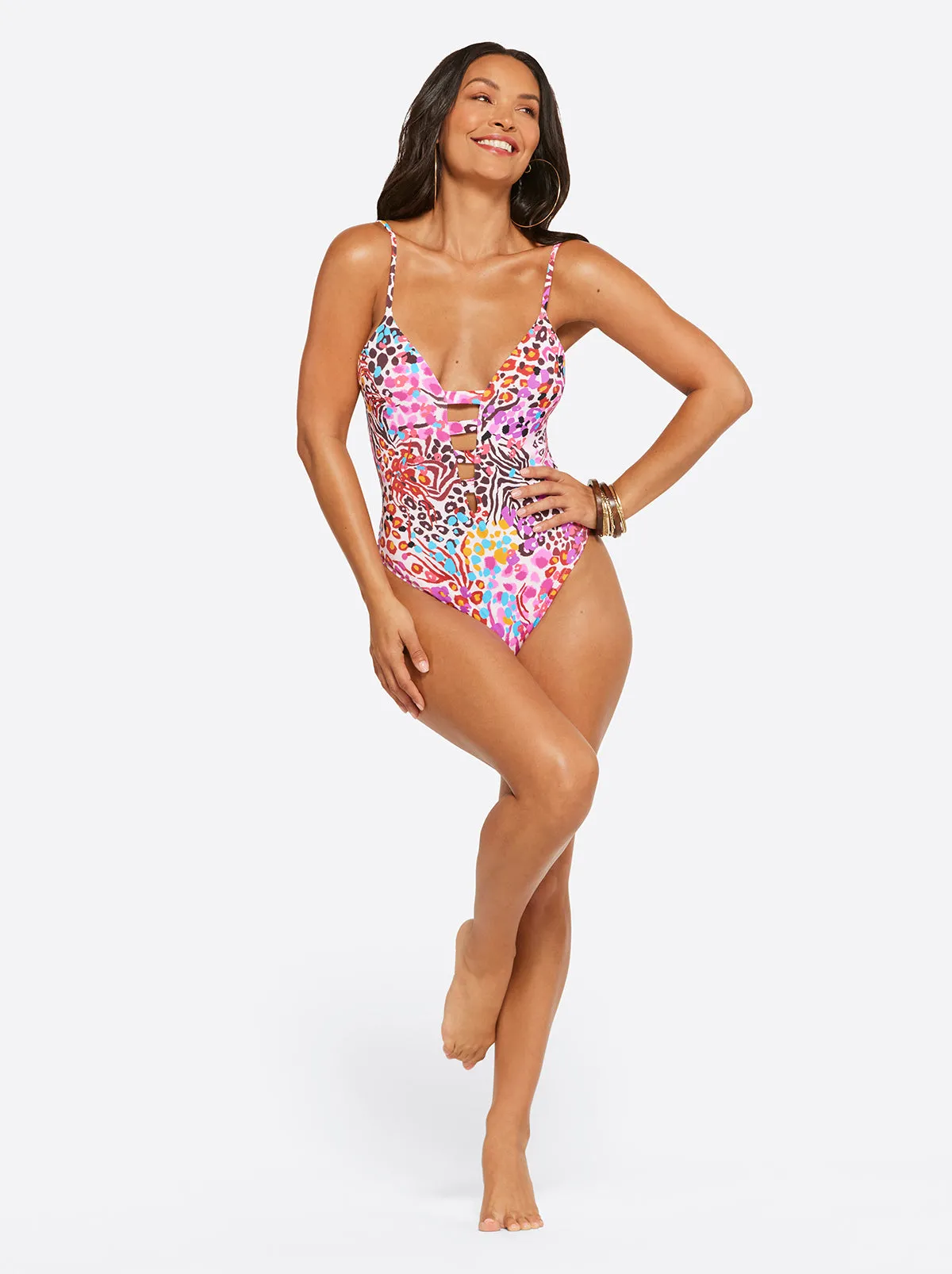 French Exit Plunge One Piece in Pink Multi sold by Jessica Simpson product image thumbnail 2