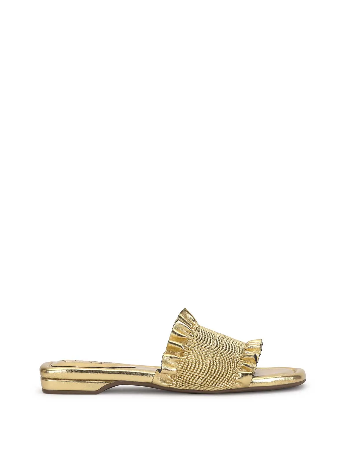 Camessa Smocked Sandal in Gold sold by Jessica Simpson