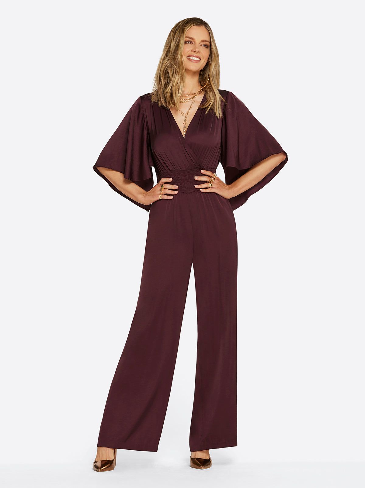 Aria Jumpsuit in Winetasting sold by Jessica Simpson product image thumbnail 2