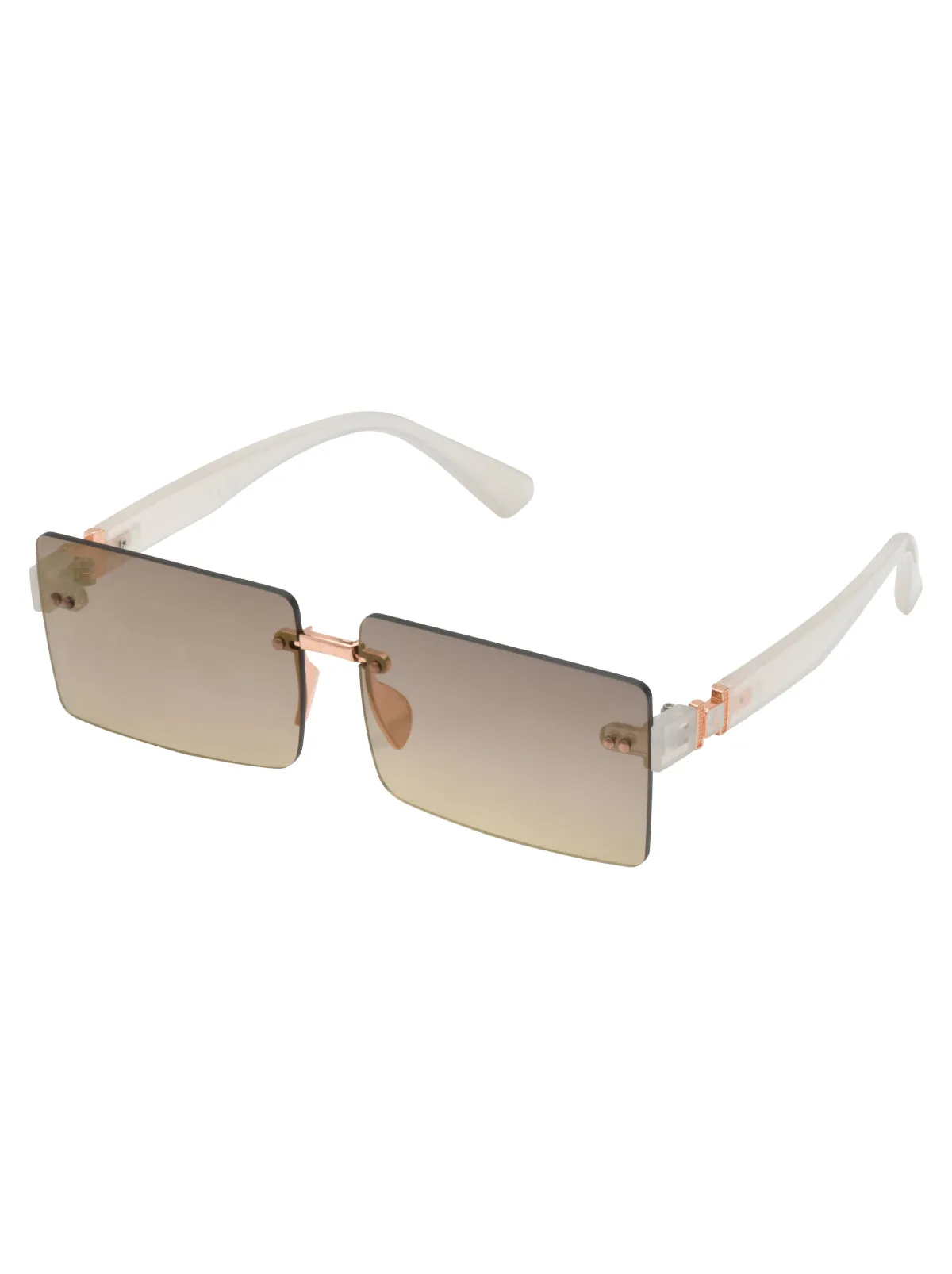 Sleek Rectangular Metal Sunglasses in Rose Gold & Cream sold by Jessica Simpson