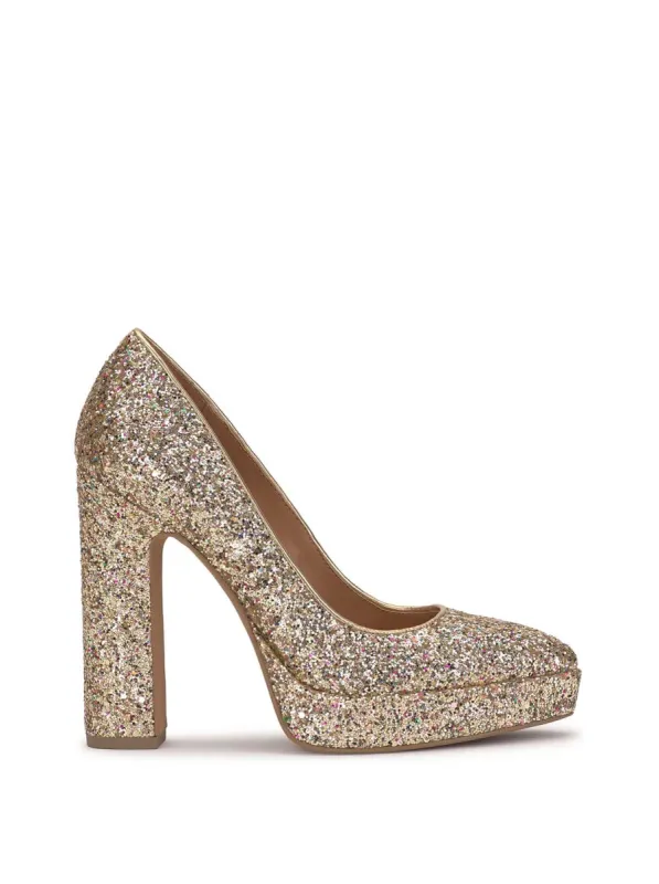 Glynis Platform Pump in Party Gold sold by Jessica Simpson